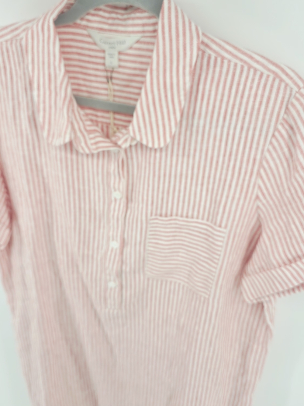Garnet Hill Salmon Pink and White Striped 100% Linen Dress NWT Boho Minimalist - Picture 4 of 12